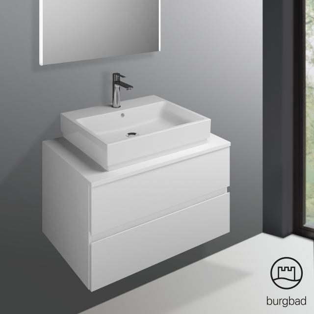 Burgbad Cube vanity unit with 2 pull-out compartments matt white