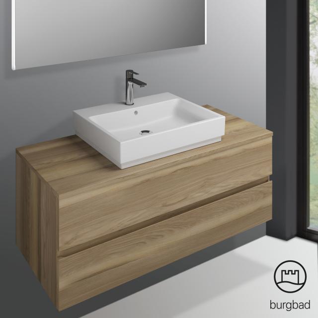 Burgbad Cube vanity unit with 2 pull-out compartments frassino cappuccino decor