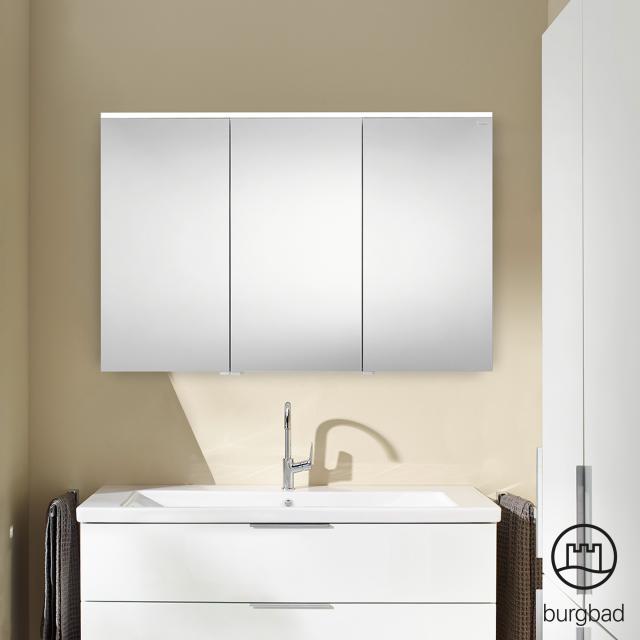Burgbad Eqio mirror cabinet with LED lighting with 3 doors white gloss, without washbasin lighting