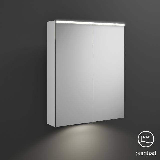 Burgbad Eqio mirror cabinet with lighting and 2 doors white gloss, with washbasin lighting