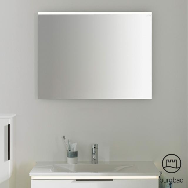 Burgbad Eqio mirror with horizontal LED clip-on light white gloss