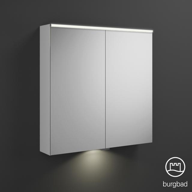 Burgbad Eqio Spiegelschrank mit LED-Beleuchtung mit 2-Türen weiß glanz, mit Waschtischbeleuchtung