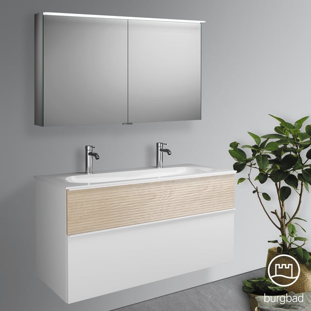 Lavabo mineral fundido Burgbad Fiumo con mueble de lavabo, SFXL062