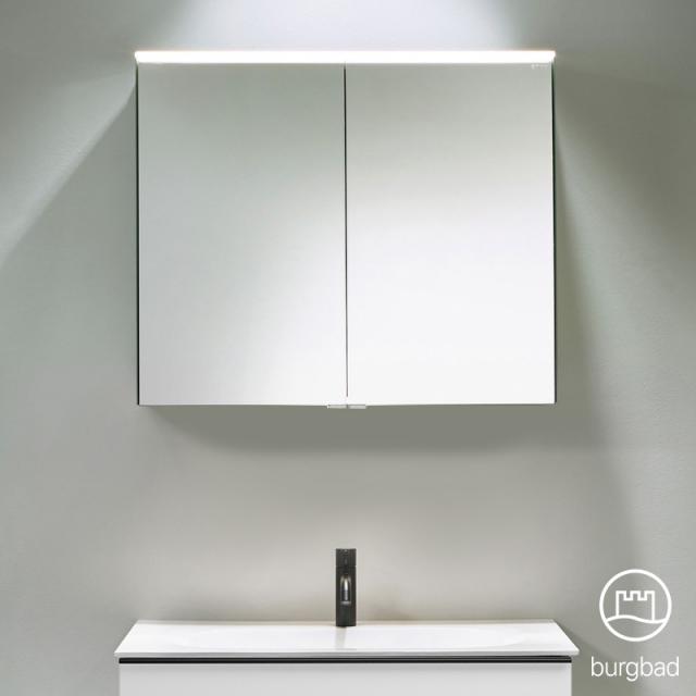 Burgbad Fiumo mirror cabinet with LED lighting with 2 doors without washbasin lighting