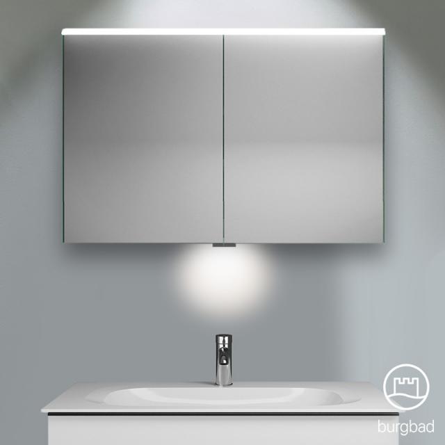 Burgbad Fiumo mirror cabinet with LED lighting with 2 doors with washbasin lighting