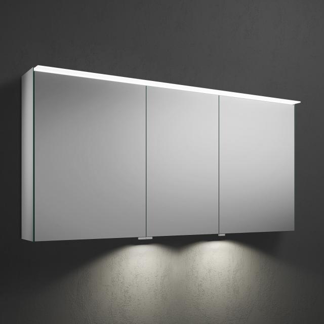 Burgbad Fiumo mirror cabinet with LED lighting with 3 doors with washbasin lighting