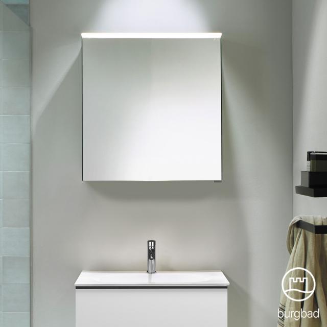 Burgbad Fiumo mirror cabinet with LED lighting with 1 door without washbasin lighting