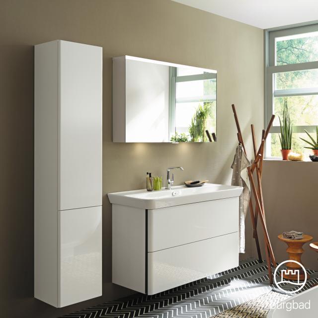 Burgbad Iveo mirror cabinet with lighting and 2 doors with washbasin lighting
