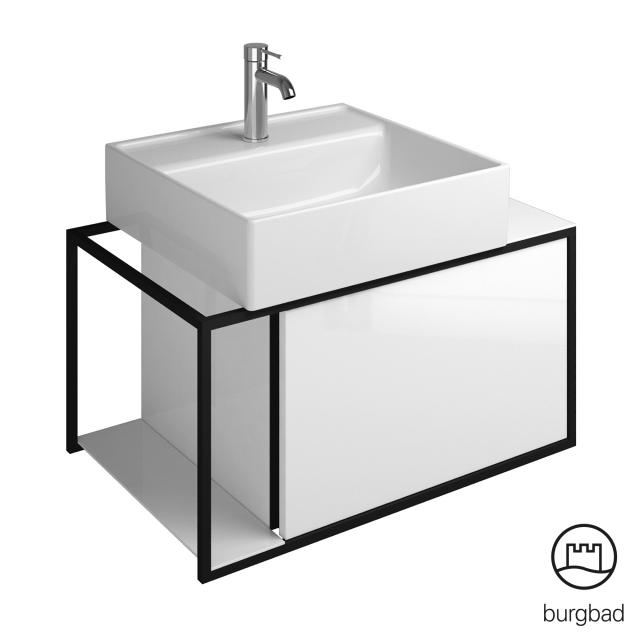 Burgbad Junit countertop washbasin incl. vanity unit with 1 pull-out compartment white high gloss