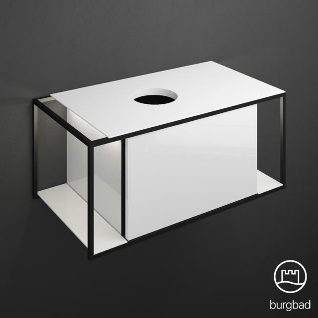 Burgbad Junit vanity unit with lighting and 1 pull-out compartment for countertop washbasin white high gloss