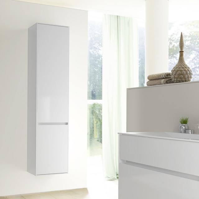 Burgbad RC40 Solitaire tall unit with 2 doors and 2 inner drawers white high gloss
