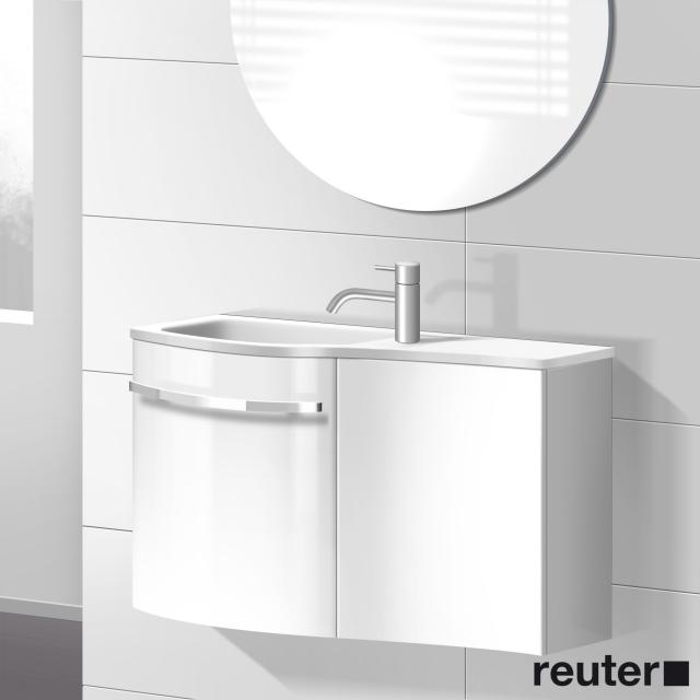 Burgbad Sinea hand washbasin with vanity unit with 2 doors white high gloss/white gloss, basin white