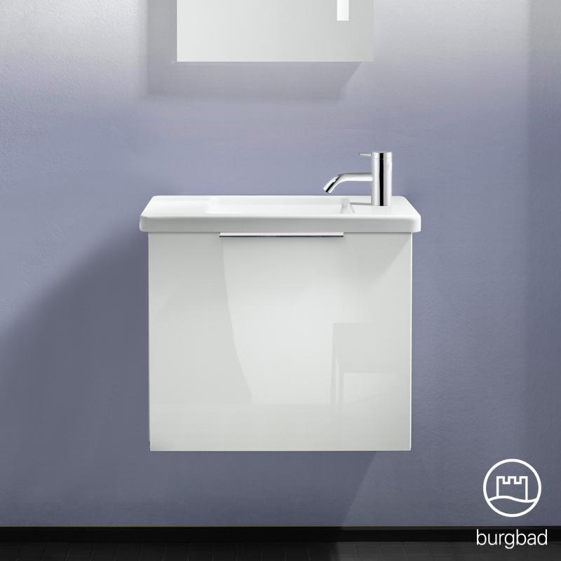 Burgbad Eqio Lave-mains en verre avec meuble sous-lavabo, 1 abattant, SFPF053F2009C0001G0146