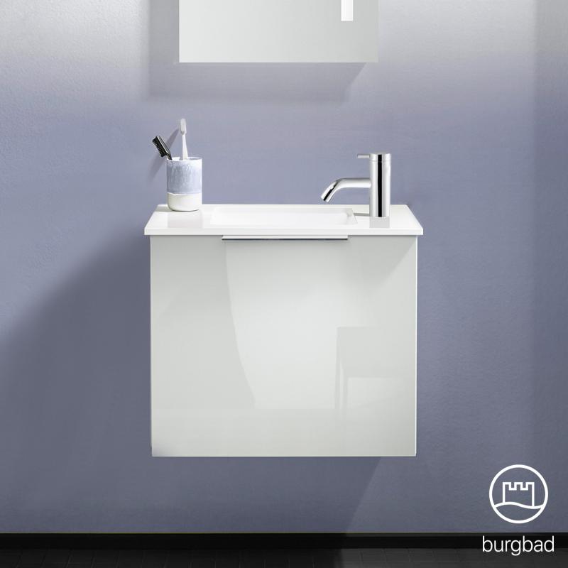 Burgbad Eqio Lave-mains en verre avec meuble sous-lavabo, 1 abattant, SFPG052F2009C0001G0146