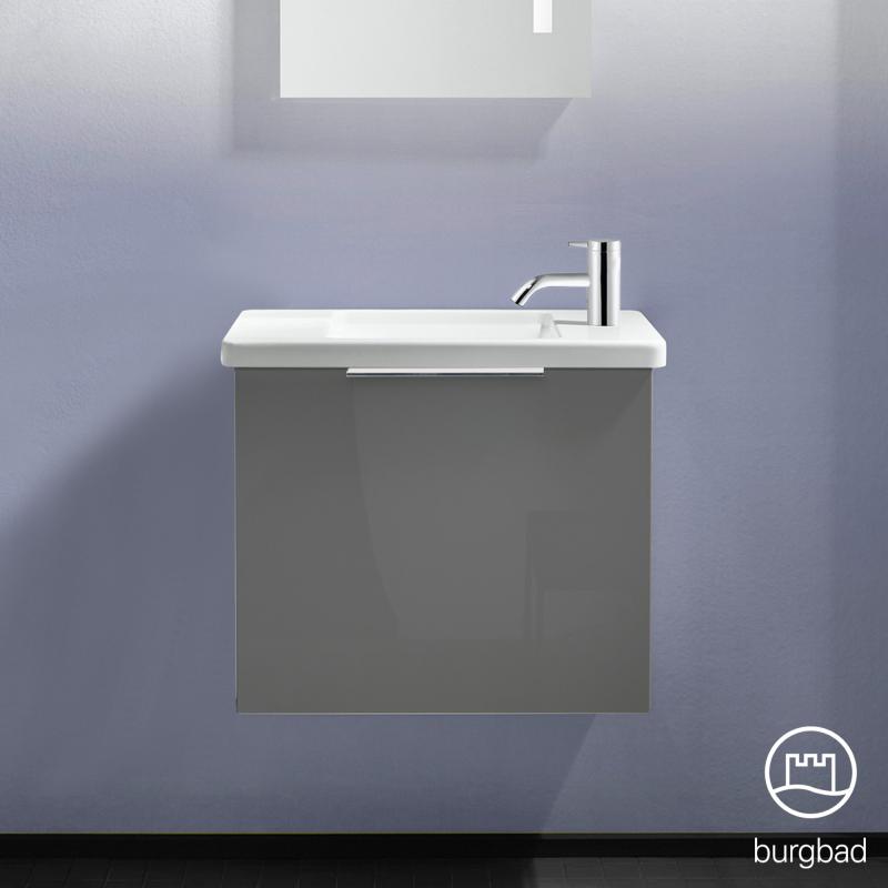 Burgbad Eqio Lave-mains en verre avec meuble sous-lavabo, 1 abattant, SFPF053F2010C0001G0146
