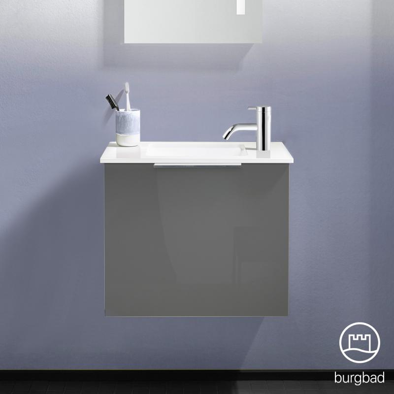Burgbad Eqio Lave-mains en verre avec meuble sous-lavabo, 1 abattant, SFPG052F2010C0001G0146