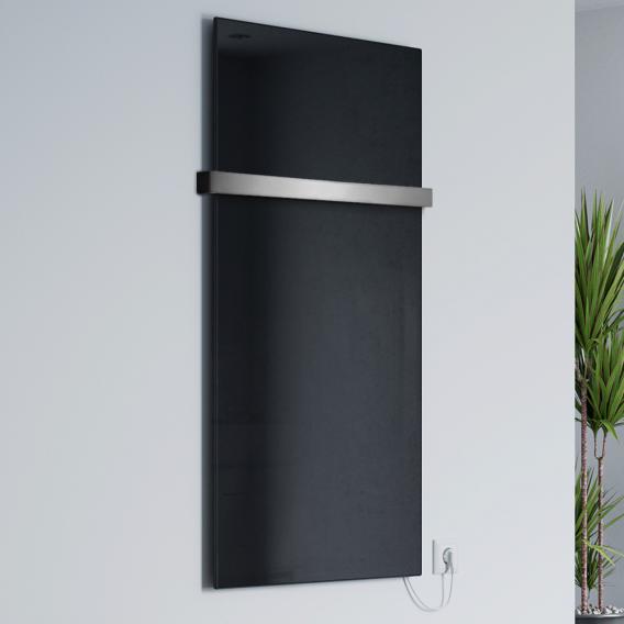 Corpotherma Glas infrared heating panel set with towel rail black, 800 Watt