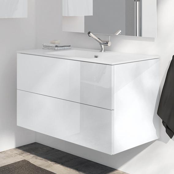 Savu 600mm Square Vanity Unit & Ceramic Basin Sink Bathroom Drawer White Gloss 