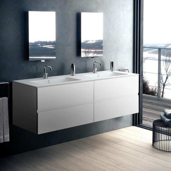 Cosmic Mod double washbasin with vanity unit with 4 pull-out compartments matt white