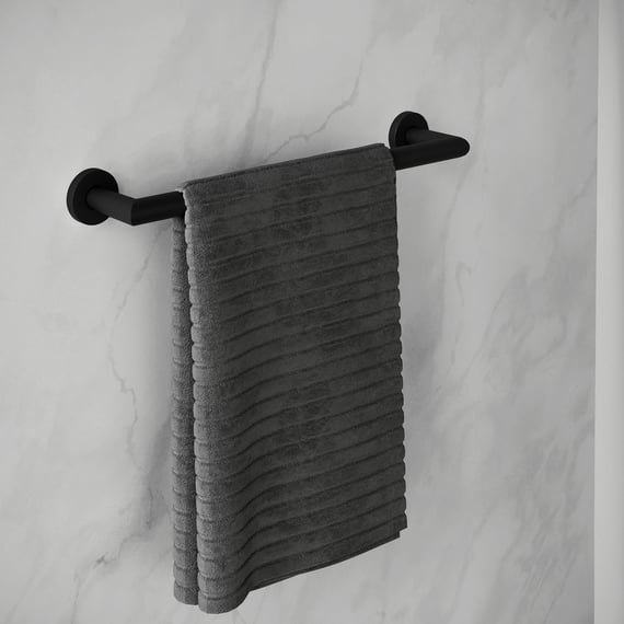 Porte-Serviettes Sur Pied Noir Mat - Support 2 Serviettes En Acier Pour Salle De Bain COSMIC - 3