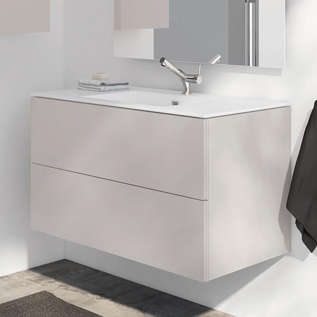 Cosmic block evo washbasin with vanity unit with 2 pull-out compartments matt light grey, WB matt white