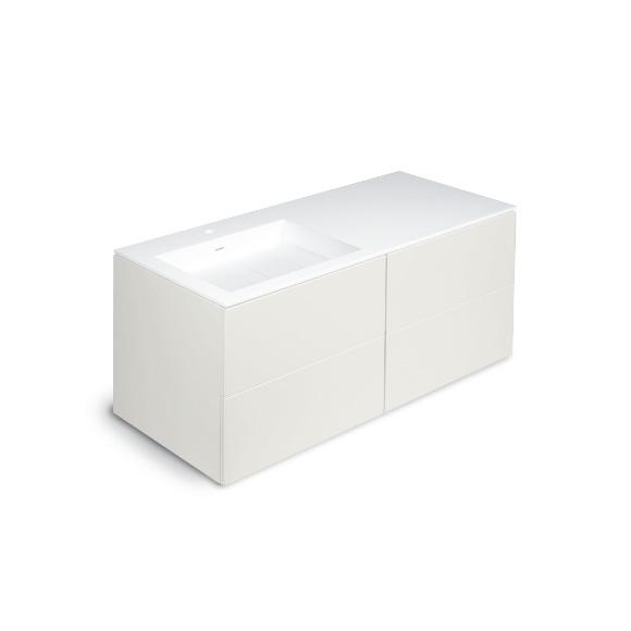Cosmic Block washbasin with vanity unit with 4 pull-out compartments front matt white / corpus matt white / WB matt white