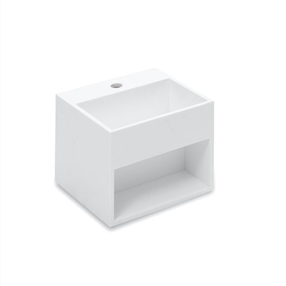 Cosmic Compact hand washbasin with shelf surface white, with 1 tap holes