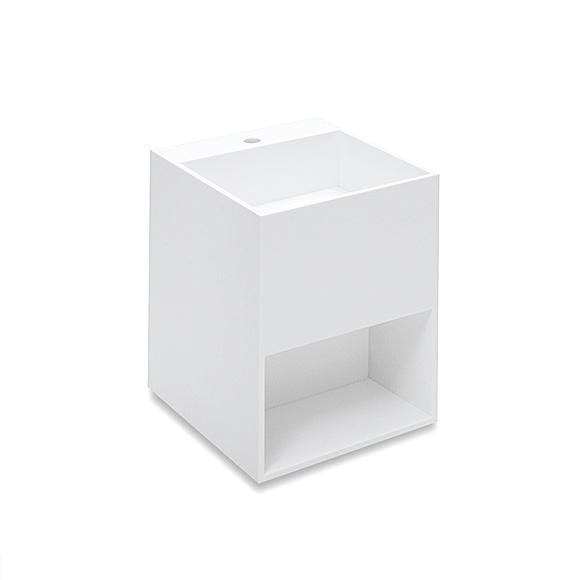 Cosmic Compact hand washbasin with shelf surface white, with 1 tap hole