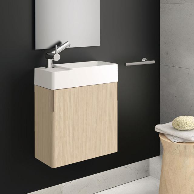 Cosmic fancy hand washbasin with vanity unit with 1 door front oak / corpus oak / WB matt white