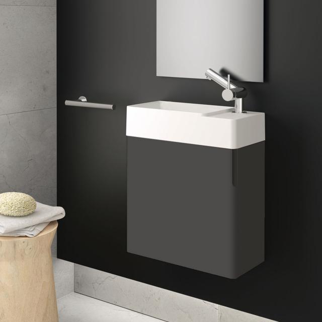 Cosmic fancy hand washbasin with vanity unit with 1 door matt white, anthracite