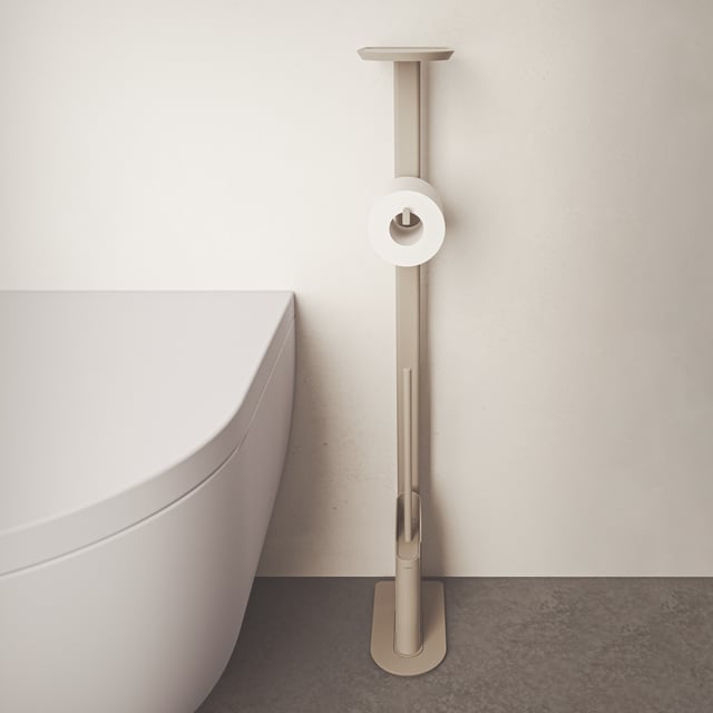 RUACQ Toilettenpapierhalter Freistehend – Edelstahl 304, Mattschwarz, Gewichtete Basis, Drehbar