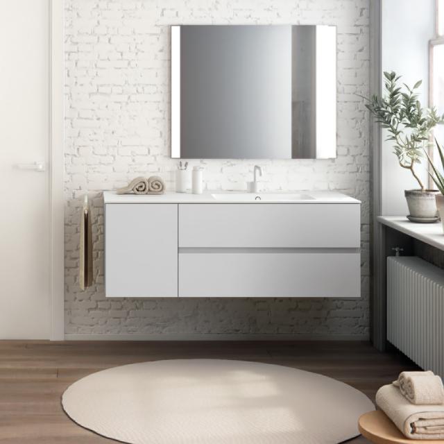 Cosmic Mod washbasin with vanity unit with 2 pull-out compartments and 1 door matt white