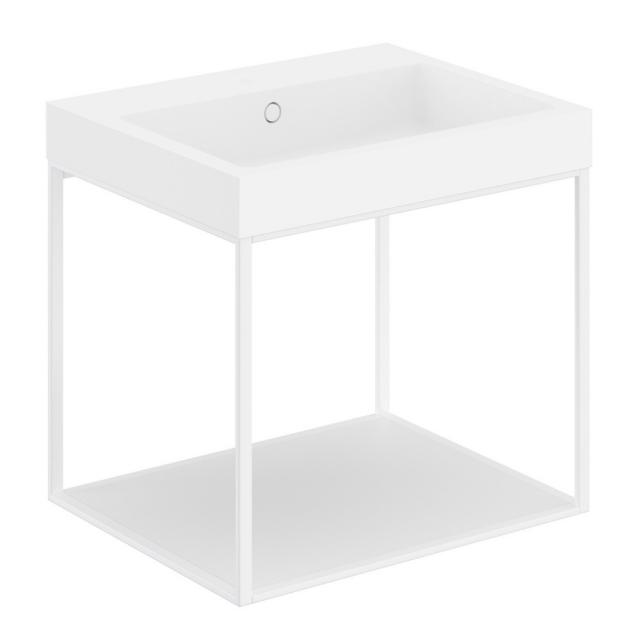 Cosmic The Grid Evo washbasin with metal stand with fixed shelf front matt white / corpus matt white