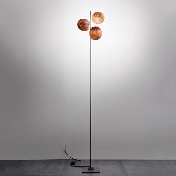 Lampada Da Terra LED Dimmerabile A 3 Luci: Stile Industriale Vintage, Con Paralume A Diamante, Nero