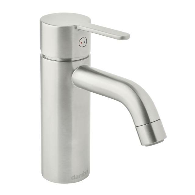 Damixa Silhouet single lever basin mixer small without waste set, brushed stainless steel