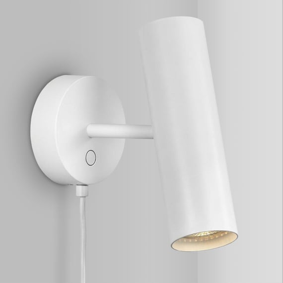 Spot Murale Maclean MCE369 - GU10, Blanc, 55x100mm, Interrupteur Intégré