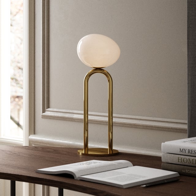 Lampe De Table Moderne Boule De Verre - 2 Flammes E27 - Blanc - Sans Ampoule - Neuf
