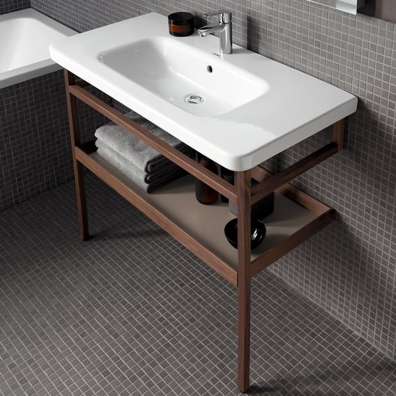 Tegenover Hoeveelheid geld uitspraak Duravit DuraStyle furniture accessoire towel rail with shelf american  walnut, shelf matt basalt - DS988304377 | REUTER