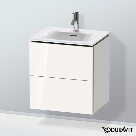 Duravit L Cube Vanity Unit For Hand Washbasin With 2 Pull Out Compartments Front White High Gloss Corpus White High Gloss Lc Reuter