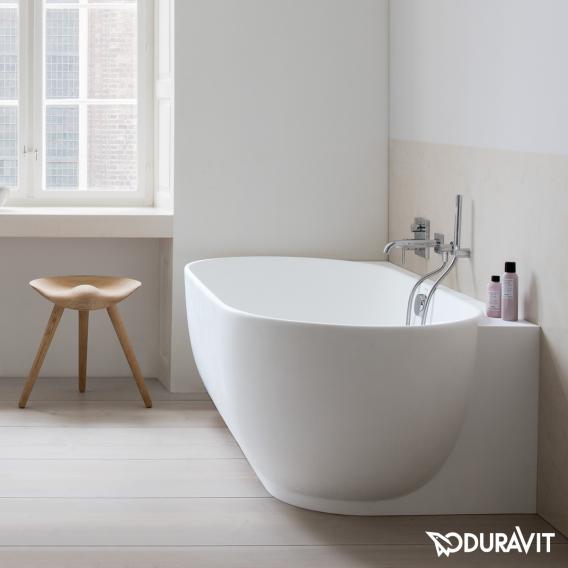 Duravit Luv corner bath with panelling without tap holes in the bath rim