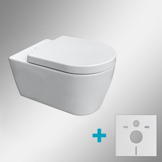 Duravit ME by Starck wall-mounted toilet & Tellkamp Premium 4000 toilet seat SET: rimless toilet, with accessories white, with WonderGliss