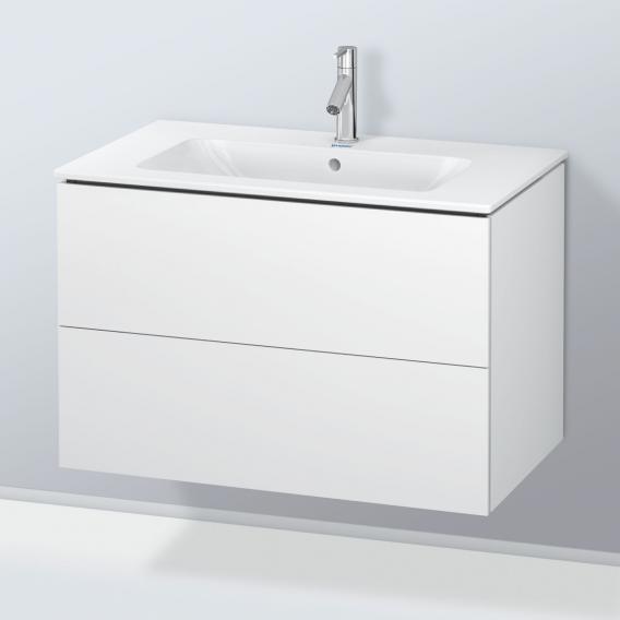Duravit ME by Starck washbasin with L-Cube vanity unit with 2 pull-out compartments front matt white / corpus matt white, without interior system, WB white, with WonderGliss, with 1 tap hole