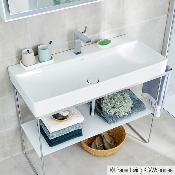 DURAVIT - Lavabo DURASQUARE 1 trou de robinetterie sans trop plein bonde  avec enjoliveur céramique incluse Réf. 2353100041