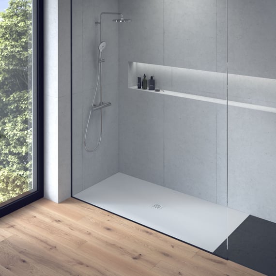 Scarico Doccia Esterno Piatto Doccia Per Camper E Roulotte - 68x68x10 Cm, ABS Bianco, Con Scarico, Resistente All'Acqua Scarico Incorporato - 4