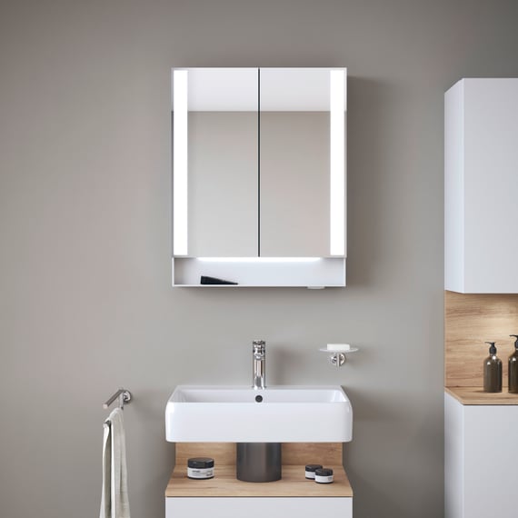 Bath Vida Milano Spiegelschrank Mit 2 Türen, Weiß – Wandmontage, Mit 3 Fächern, Ca. 50x60x14 Cm