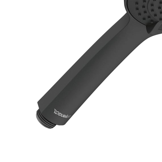 Duravit Soffione Doccia Universale – Nero Opaco, Con 3 Getti (Pioggia, Intensa, Morbida), Risparmio Idrico MinusFlow (9 L/min), Gommini EasyClean, Garanzia 5 Anni