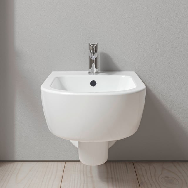 Duravit D-Code Bidet Sospeso Monoforo – Bianco Lucido, Con Troppopieno E Foro Rubinetto, 355x545x350 Mm