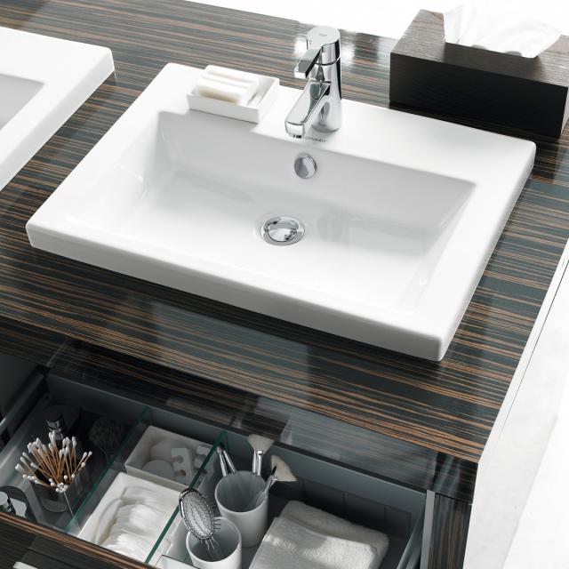 Duravit 2nd floor drop-in washbasin white, with WonderGliss, with 1 tap hole