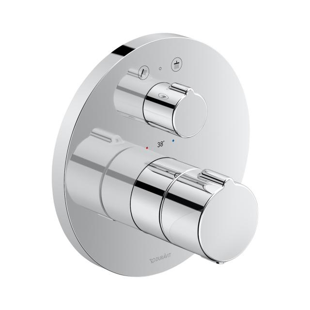 Duravit concealed shower thermostat with round escutcheon, with shut-off/diverter valve chrome