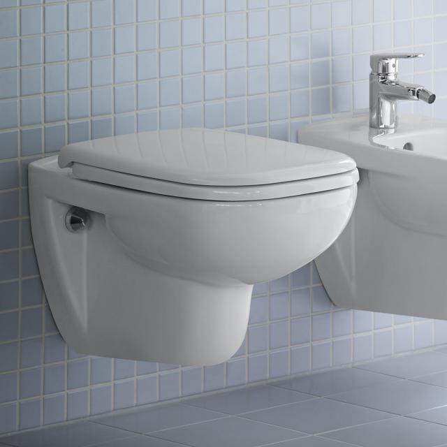 Duravit D-Code wall-mounted washdown toilet with flush rim, white